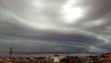 Clouds darken sky in town of Coober Pedy