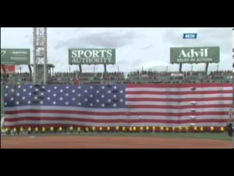 Red Sox Fans sing National Anthem at Fenway Park April 20, 2013