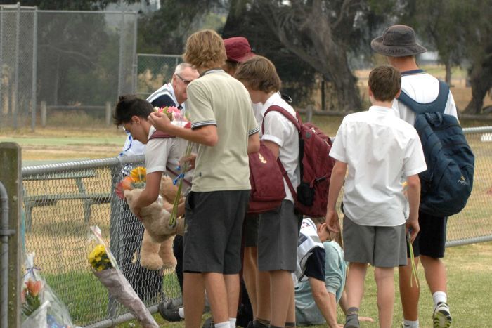 Locals pay tribute to 11-year-old Luke Batty who was killed at Tyabb Football & Cricket Club in Melbourne