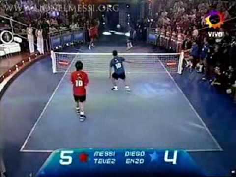 Messi & Tevez VS Maradona & Enzo Football Tennis