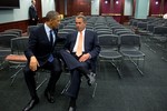 President Barack Obama talks with House Speaker John Boehner after the President participated in a Q&A with the House Republican Conference at the U.S. Capitol in Washington, D.C., March 13, 2013.