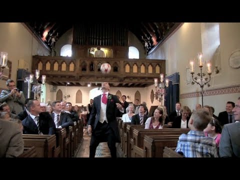 Groom's amazing football skills on wedding day! 