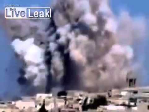 October 18 2012 Assad's Air Force bombing the town of Maarat al-Nu'man, 44 people killed