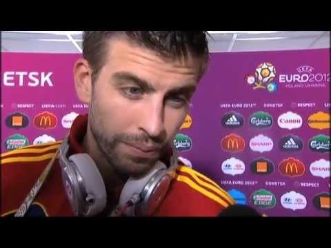 English interview with Spain's Gerard Pique after the win over France at Euro 2012