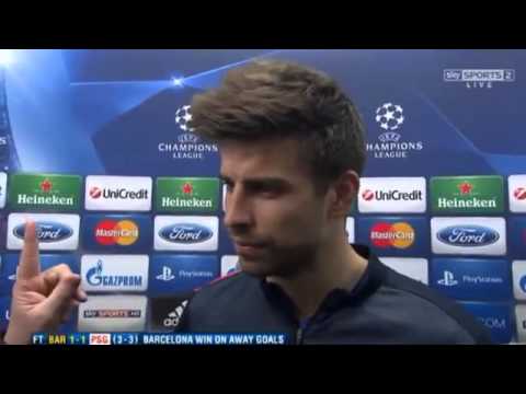 Barcelona 1-1 PSG - Gerard Pique post match interview 10/04/2013