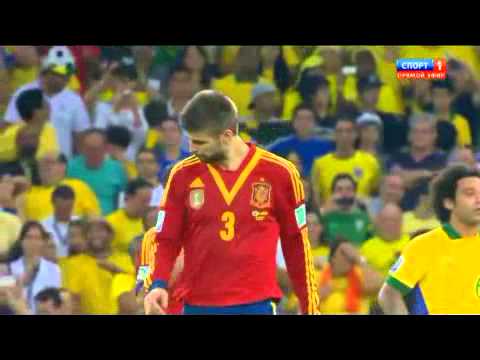 Gerard Pique Red Card Brazil vs Spain  finale Confederations Cup HQ 30 06 2013