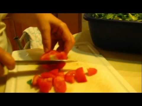 Making Lebanese Fattoush salad and other appetizers