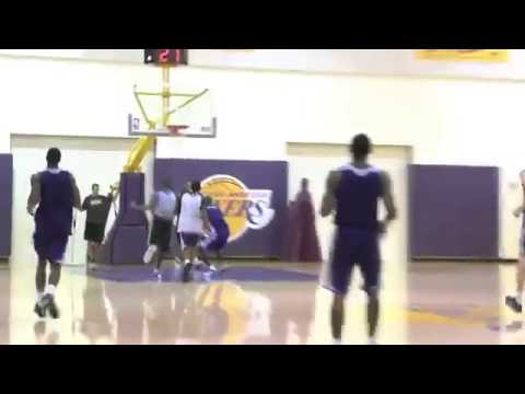 Kobe Bryant Dunks On Antawn Jamison During Practice