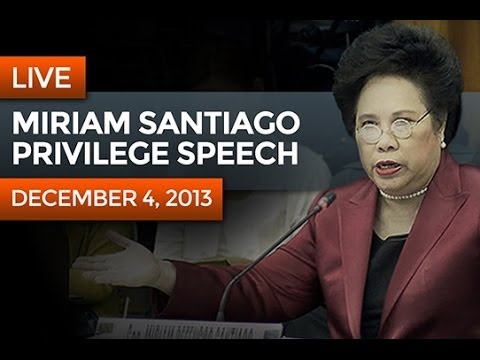 12.04.13 - [FULL] SENATOR MIRIAM DEFENSOR SANTIAGO'S PRIVILEGE SPEECH - SENATOR JUAN PONCE ENRILE