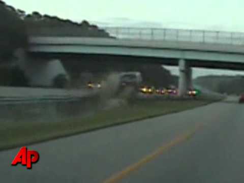 Raw Video: Car Launches Into Overpass