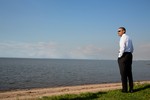 File - President Barack Obama views the Gulf of Finland during a break at the G20 Summit in Saint Petersburg, Russia, Sept. 5, 2013.