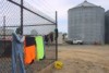 Improvised washing line at Tasmanian grain store