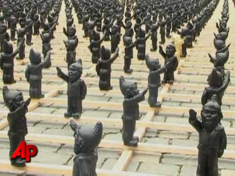 Protest by Garden Gnomes in Hitler Salute