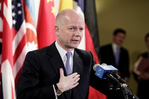 U.K. Foreign Secretary Briefs Press William Hague, Secretary of State for Foreign and Commonwealth Affairs of the United Kingdom, which holds the rotating presidency of the Security Council this month, speaks to the press after chairing the Council’s meeting on the Arab Spring.