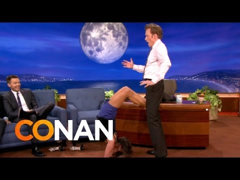 Nina Dobrev Uses Conan As Her Human Yoga Wall - CONAN on TBS