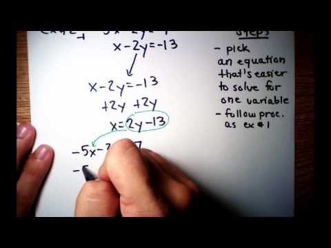 Algebra II - Substitution and Elimination (2 Variables) Part 1/2