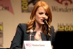 Emma Stone speaking at the 2012 WonderCon in Anaheim, California.