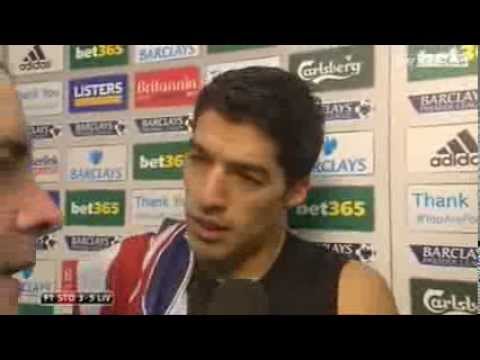 Stoke City 3-5 Liverpool - Suarez & Gerrard Interview - 12/01/13