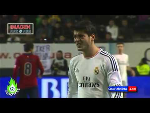 Morata sale con un ojo golpeado, vomitando y llorando | Osasuna 0-2 Real Madrid Copa del Rey 2014