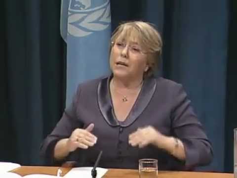 Former President of Chile Michele Bachelet discussing Social Protection Policies & Arab Spring