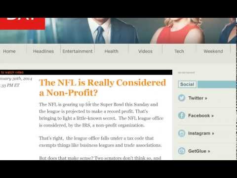 NFL Claims They're a Non-Profit Charity TO AVOID INCOME TAX!!!  The Goverment Allows It!!!