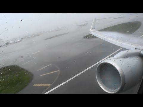 Full Throttle HD 757 Takeoff Through an Intense Miami Rainstorm!!!