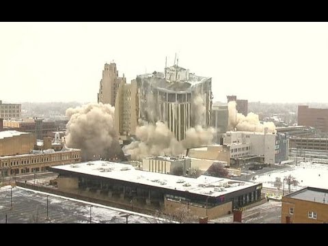 Flint Michigan Tower Implosion Genesee Towers Turns to Dust As Crowds Cheer