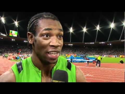 Yohan Blake interviewed after winning 100m at Diamond League