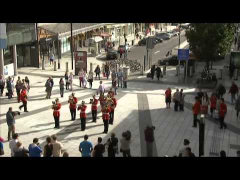 British Army musicians flashmob 'Colonel Bogey', at Capitol Shopping Centre, Cardiff, 5 Oct 2013