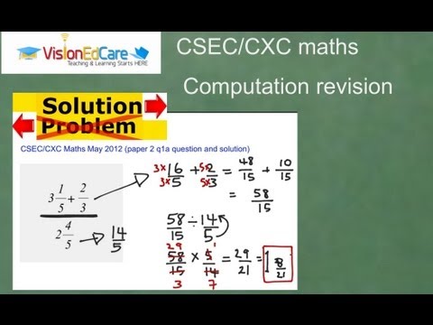 Computation -CXC/CSEC Maths Past Paper questions and solutions