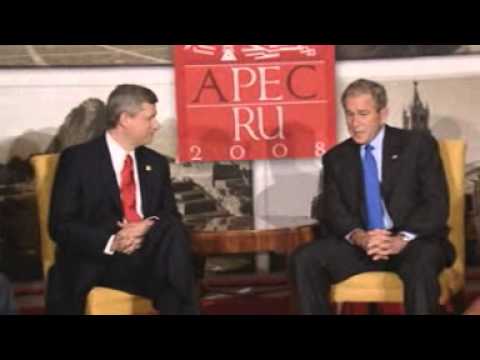 President Bush Meets with Prime Minister Harper of Canada at APEC