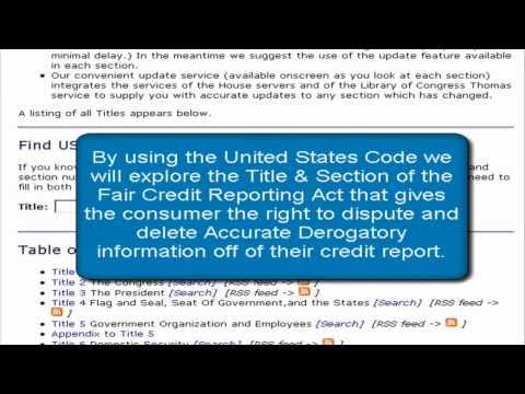 Truth About Credit Repair - United States Code for Credit Repair | Title 15 U.S.C. § 1681g(c)(2)(E)