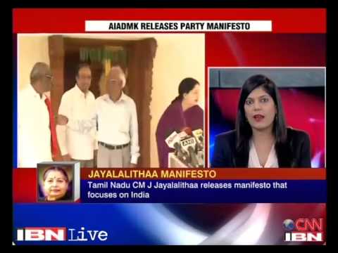 Jayalalithaa releases AIADMK  Lok Sabha manifesto