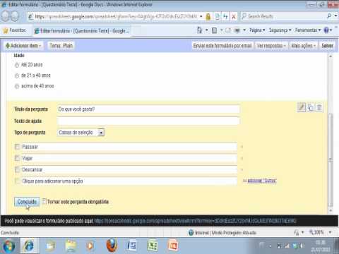 como fazer um questionario no google docs