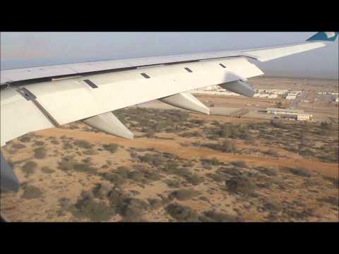 Oman Air Flight WY102 landing at Muscat's Seeb Inernational Airport in Oman