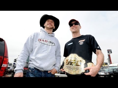 Cowboy Cerrone presents UFC belt to Kevin Harvick