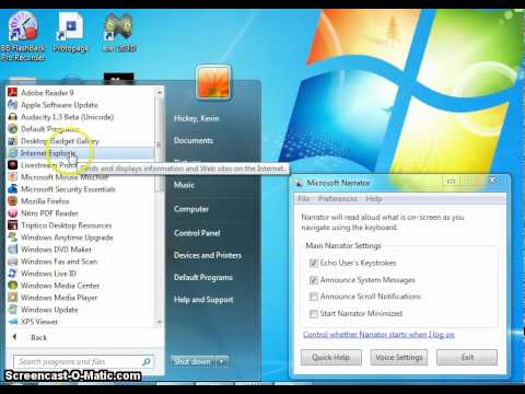 Using Narrator the basic screen reading tool built into MS Windows