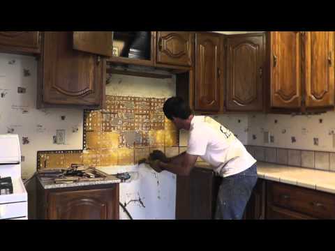 How To Install Granite Countertops On A Budget - Part 1 Removing The Old Tile