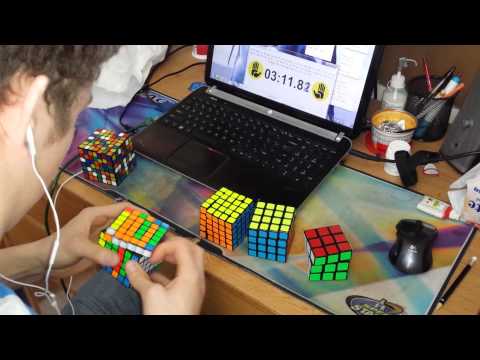 2x2 - 7x7 Rubik's Cube World Record : 6:23.81