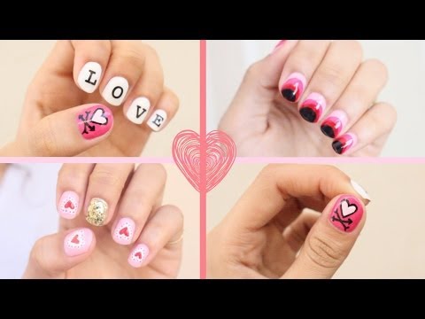 Valentine's Day Nail Art: 3 Easy Designs!!!