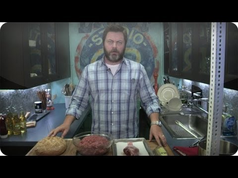 Late Night Eats - Nick Offerman Makes A Ron Swanson Turkey Burger - Late Night with Jimmy Fallon