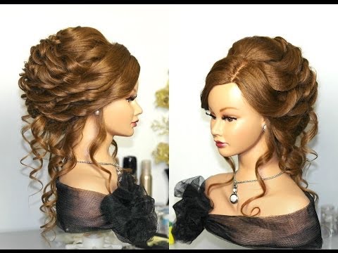 Bridal, wedding hairstyle for long hair. Вечерняя прическа, праздничная прическа.