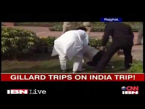 Julia Gillard trips on India Fell down at Rajghat,Australian PM:Julia Gillard stumbled in India