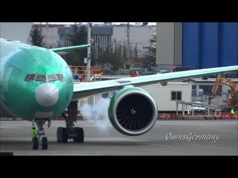 Turkmenistan Airlines 2nd Boeing 777-200 Engine Start Up & Take Off @ KPAE