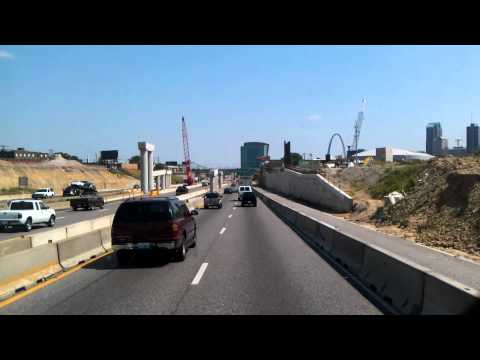 Trucking through Downtown St Louis, Missouri on Interstate 70