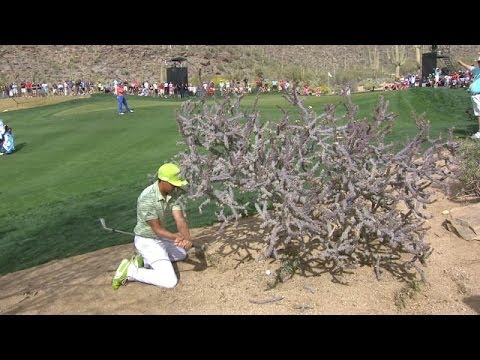 Rickie Fowler escapes a prickly lie at Accenture