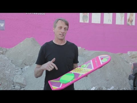 Tony Hawk Rides a Back to the Future Hoverboard