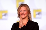 Anna Gunn speaking at the 2012 San Diego Comic-Con International in San Diego, California.