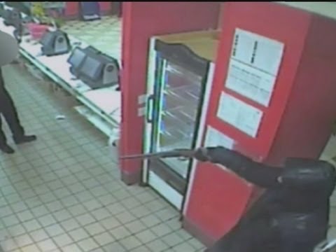 Armed robbery at McDonald's in north London captured on CCTV