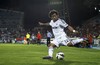 Real Madrid's Marcelo from Brazil kicks the ball during a Spanish La Liga soccer match against Getafe at the Coliseum Alfonso Perez stadium in Getafe, near Madrid, Spain, Sunday, Aug. 26, 2012.